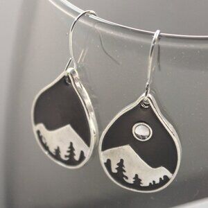 NWOT Asymmetrical Wilderness Earrings - Travel Adventure Nature, Silver Plated